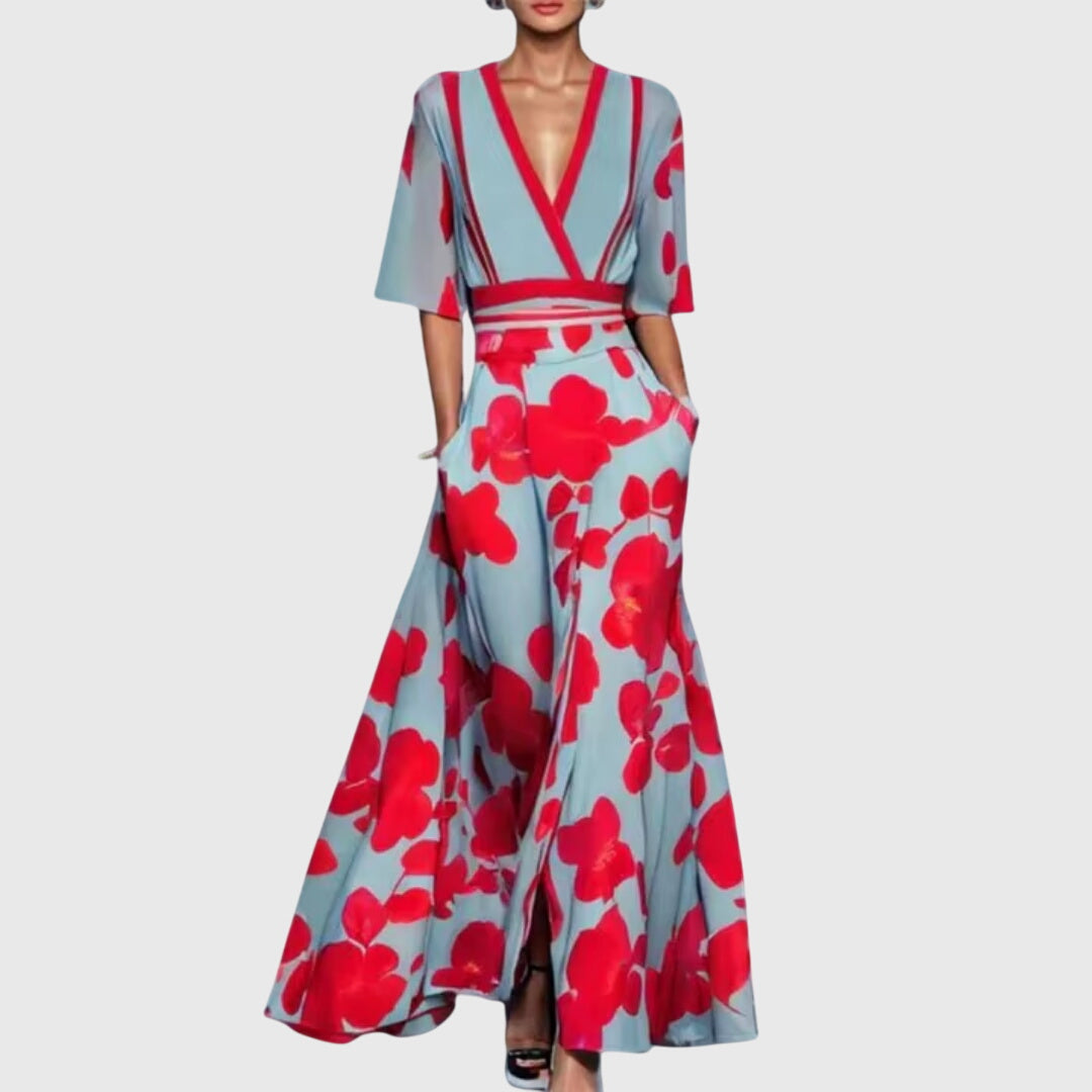 Robe élégante de printemps Candice, portée en situation – Valloro Paris