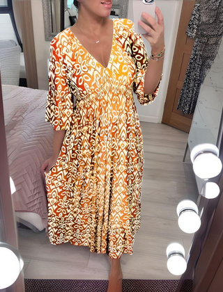 Robe imprimée boho Lillia, vue de dos – Valloro Paris