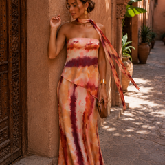 Robe élégante intemporelle Aitana, détail du tissu – Valloro Paris