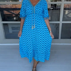 Robe des vagues côtières Felicity, gros plan sur la coupe – Valloro Paris