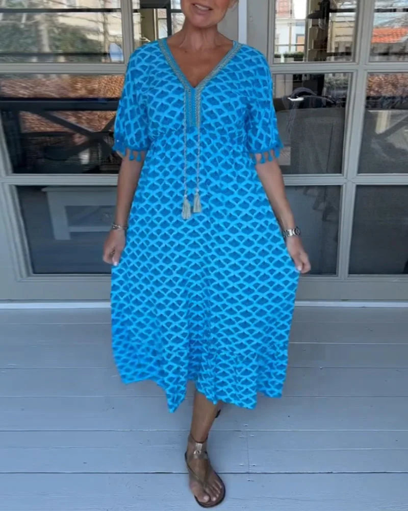 Robe des vagues côtières Felicity, gros plan sur la coupe – Valloro Paris