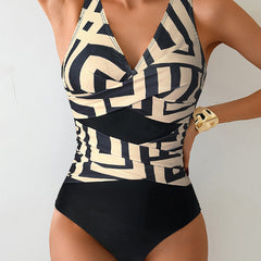 Maillot de bain une pièce colorblock à dos croisé Marina, détail du tissu – Valloro Paris