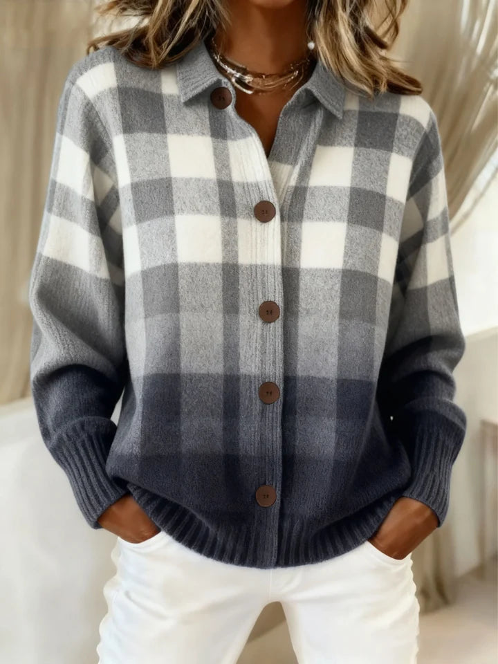Elise™ | Cardigan en maille à carreaux