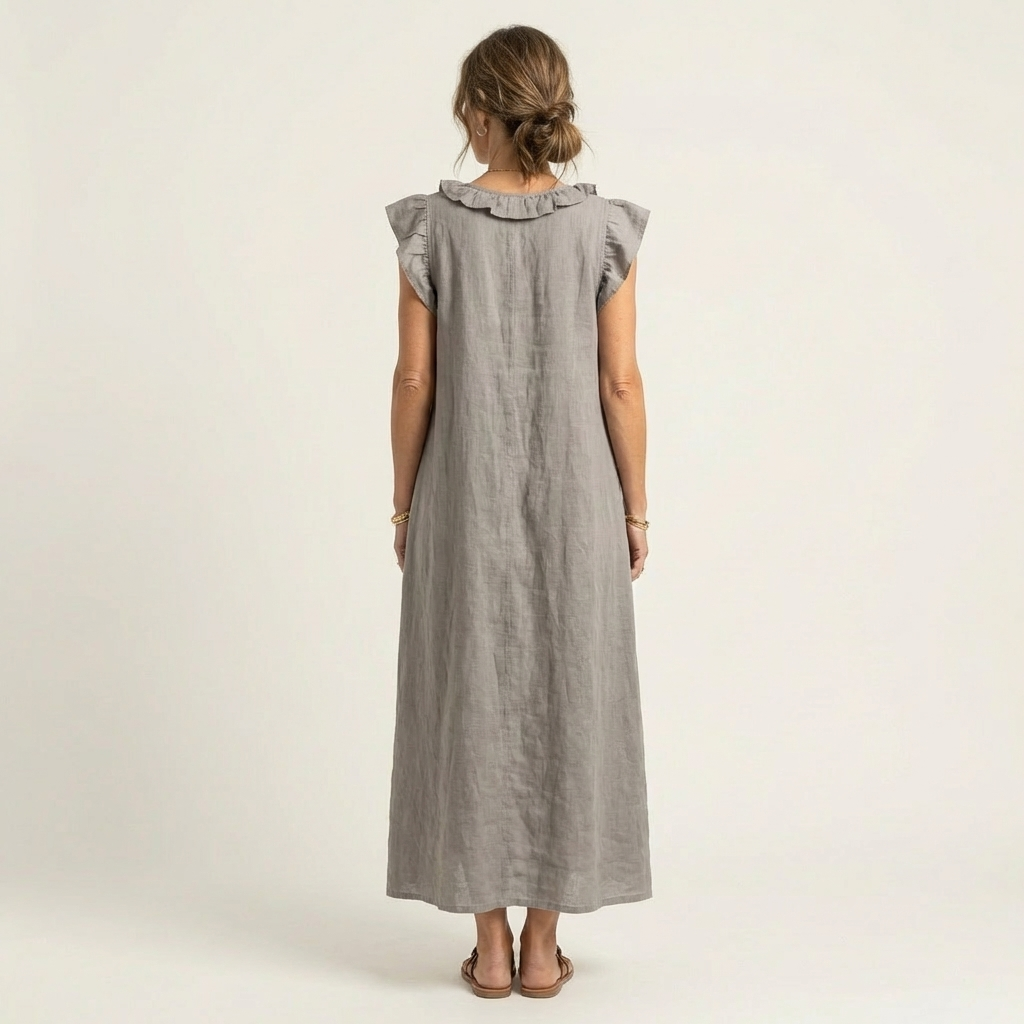Anita | Robe longue à col en V avec volants