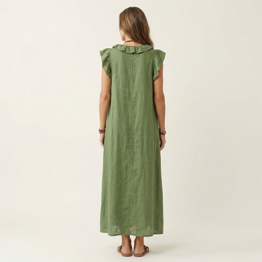 Anita | Robe longue à col en V avec volants