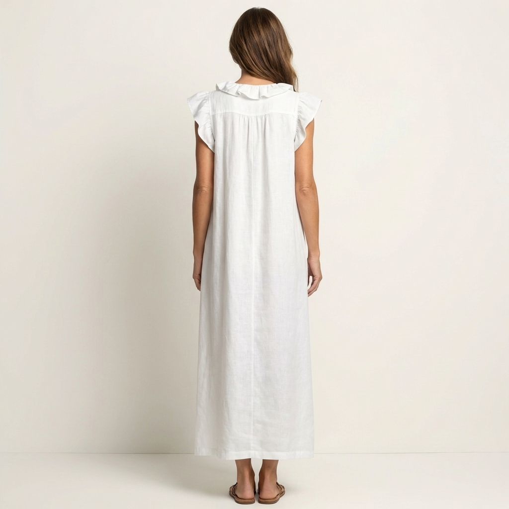 Anita | Robe longue à col en V avec volants