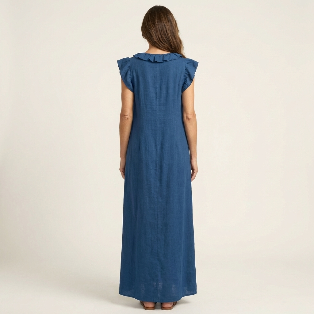 Anita | Robe longue à col en V avec volants