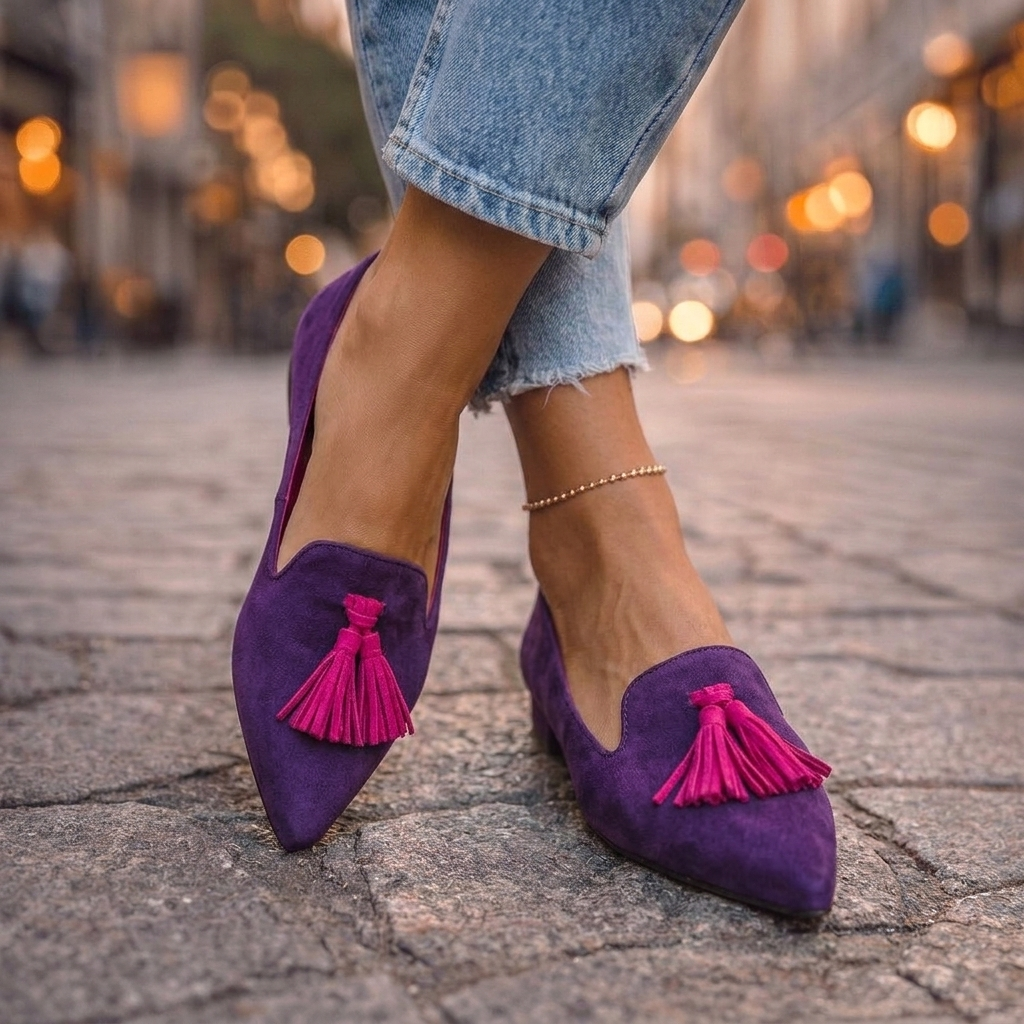 Evelyn | Ballerines pointues à pompons