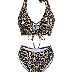 Bikini imprimé léopard Anika, détail du tissu – Valloro Paris