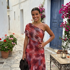 Robe longue élégante et simple Carla, vue complète du modèle – Valloro Paris