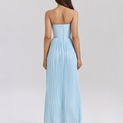 Robe longue fluide et élégante Siena, gros plan sur la coupe – Valloro Paris
