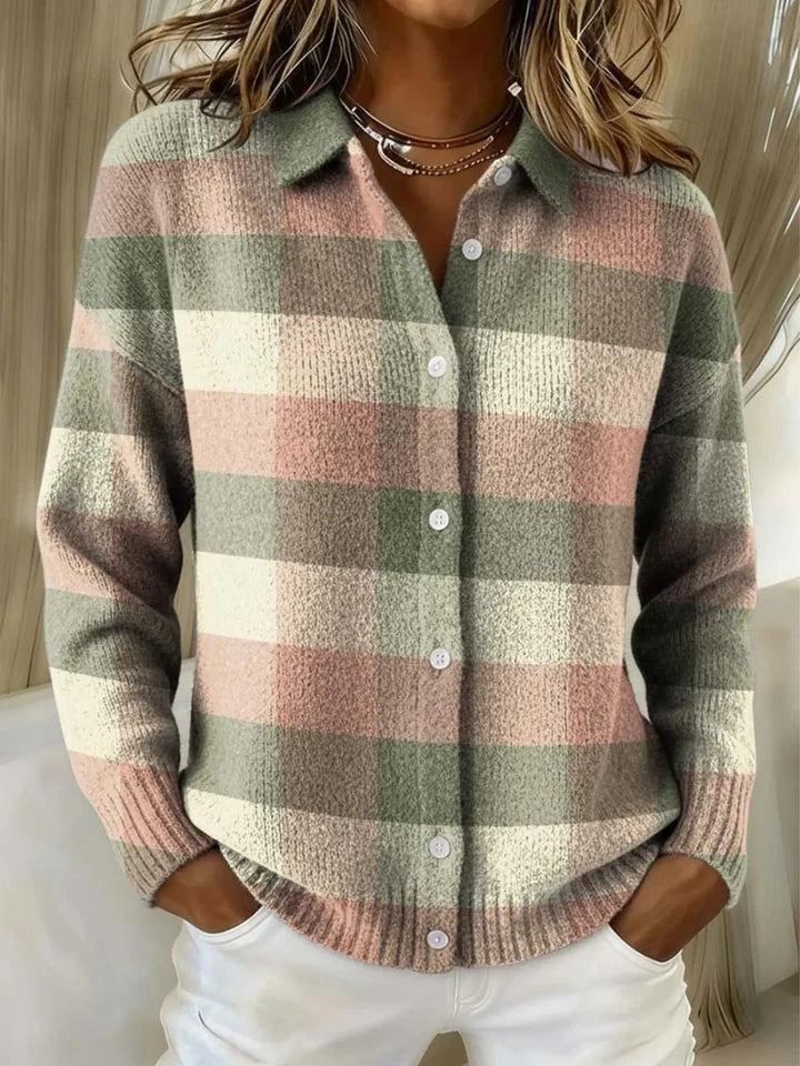 ANNA | CARDIGAN TRICOTÉ À CARREAUX