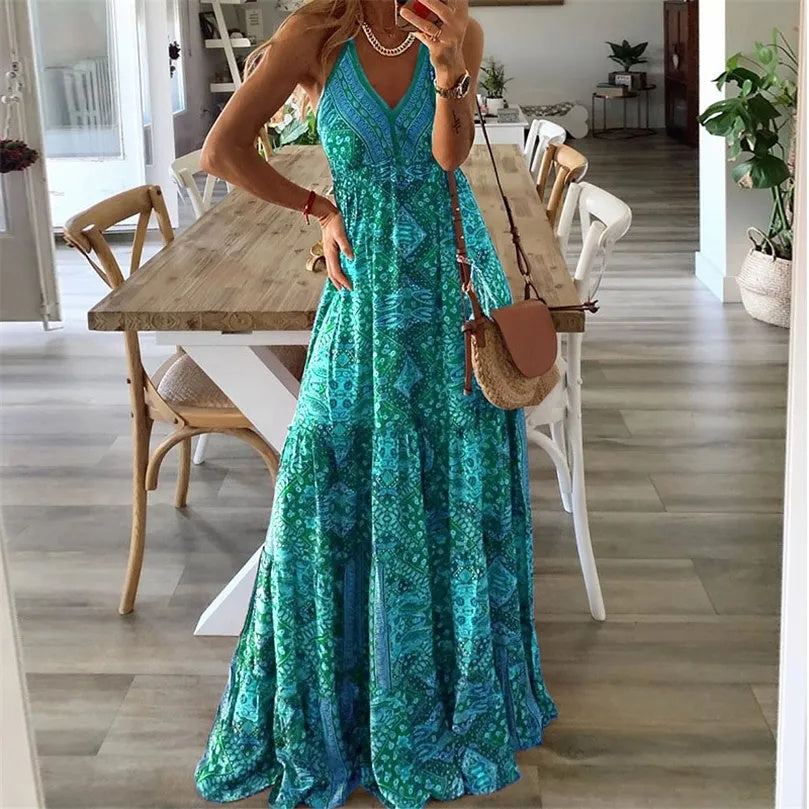 Robe sans manches boho Gweneth, vue de face – Valloro Paris