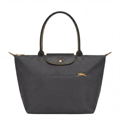 Cabas pliable en nylon à détails cuir Grand Sac Doré, vue de face – Valloro Paris