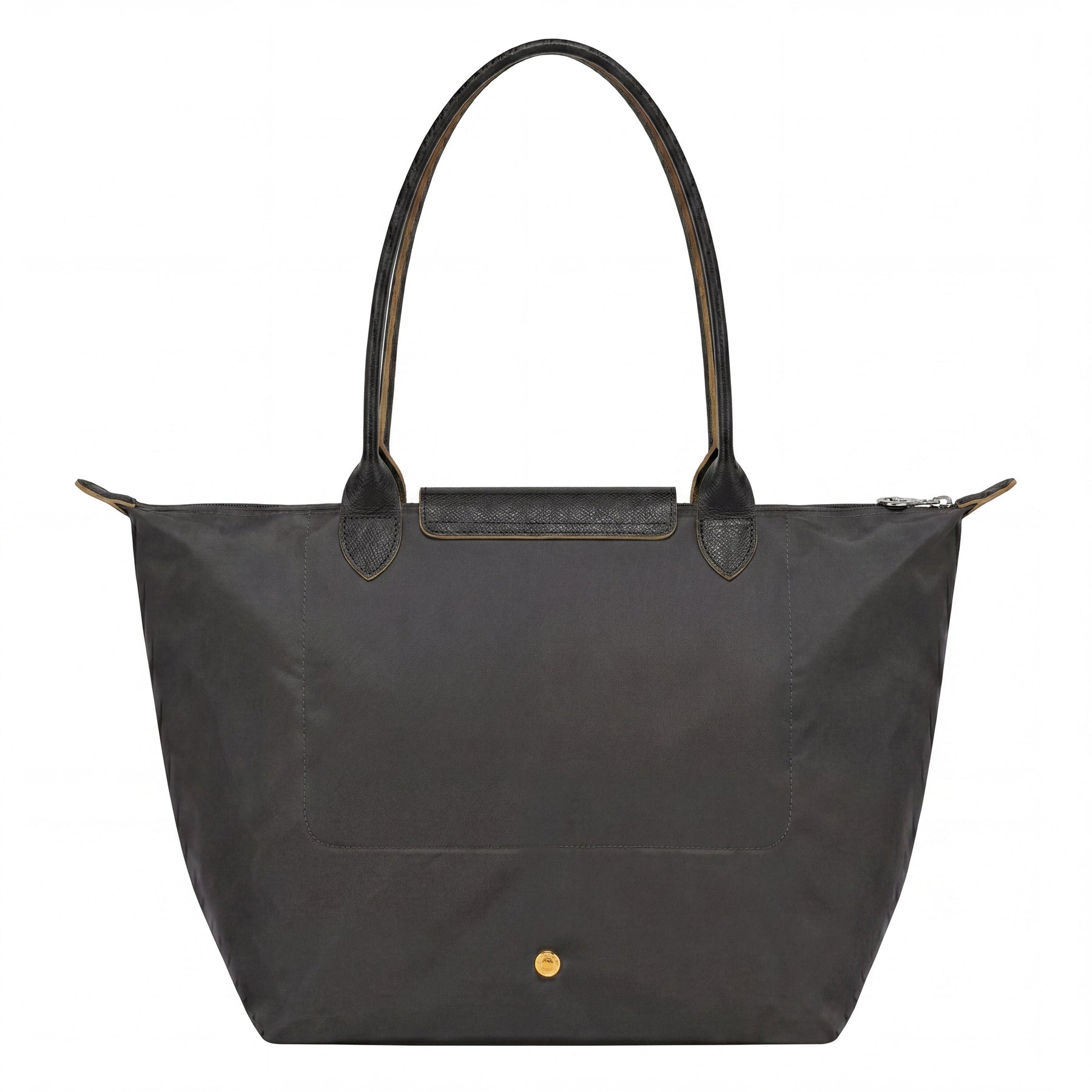 Cabas pliable en nylon à détails cuir Grand Sac Doré, porté à l’épaule – Valloro Paris