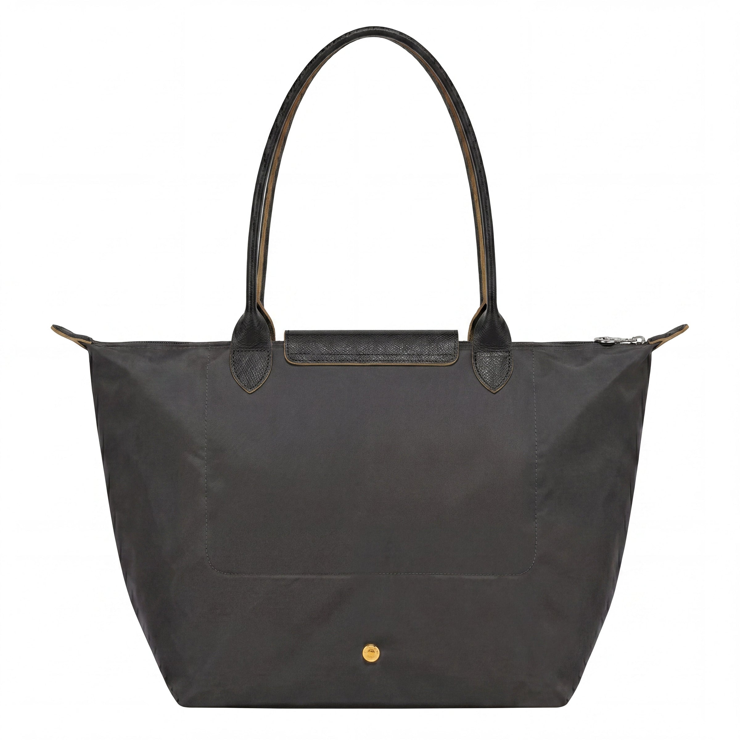 Cabas pliable en nylon à détails cuir Grand Sac Doré, porté à l’épaule – Valloro Paris
