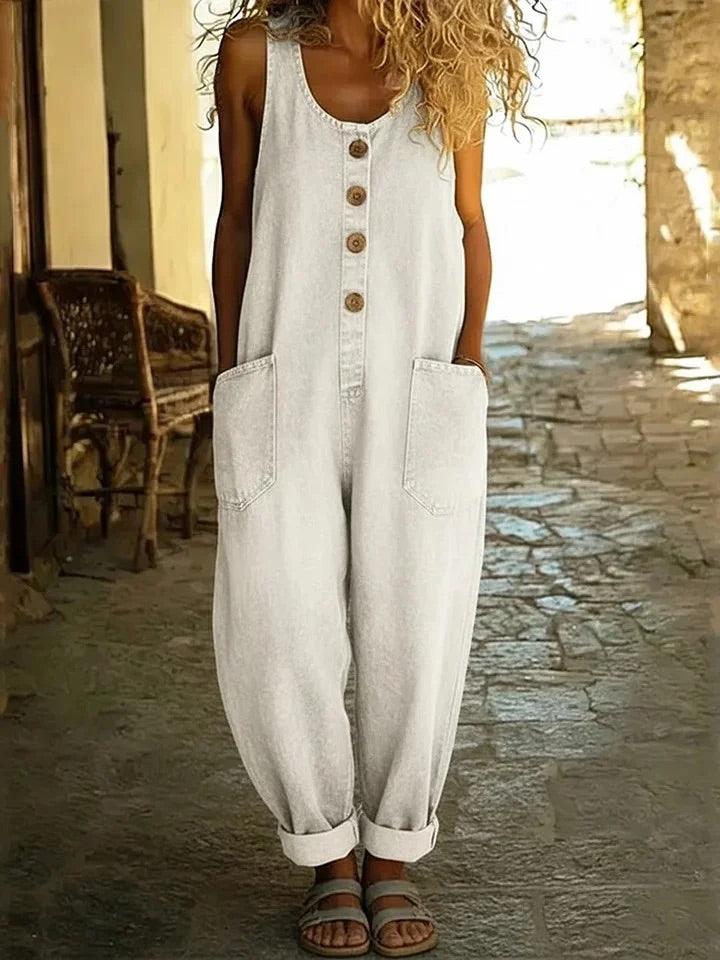 Ruth | Combinaison en jean de coton délavé style vintage