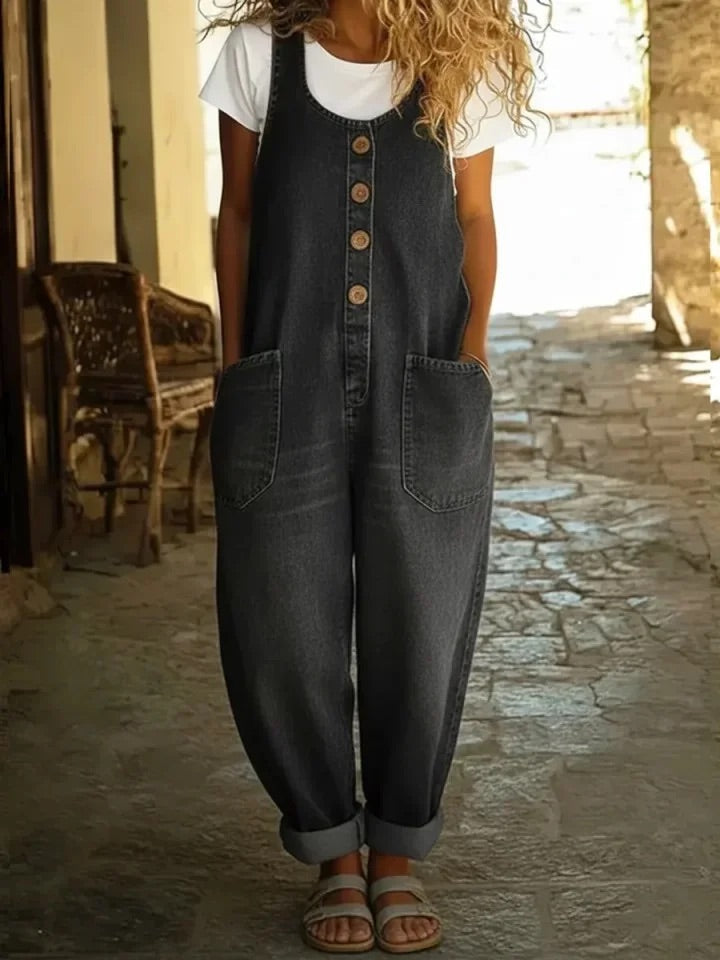 Ruth | Combinaison en jean de coton délavé style vintage