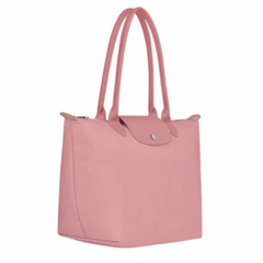 Cabas pliable en nylon à détails cuir Grand Sac Rose Pétale, vue de dos – Valloro Paris
