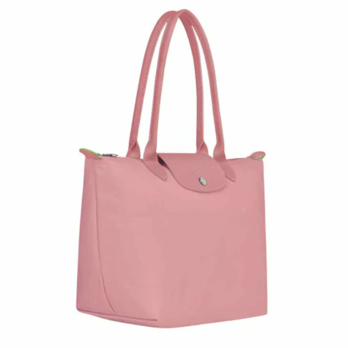 Cabas pliable en nylon à détails cuir Grand Sac Rose Pétale, vue de dos – Valloro Paris
