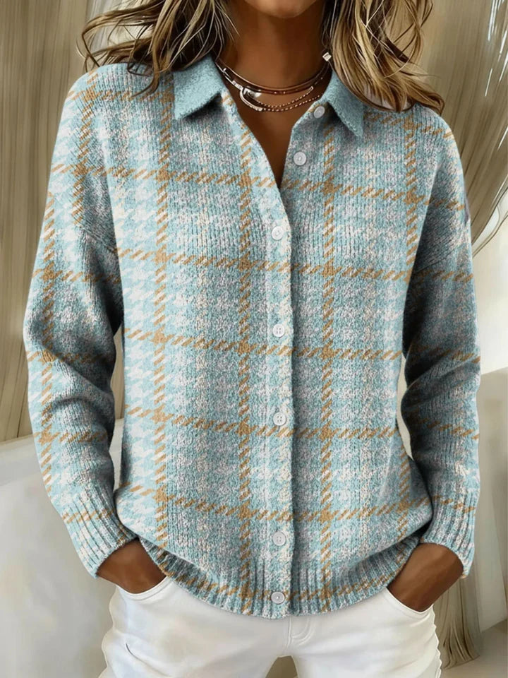 ANNA | CARDIGAN TRICOTÉ À CARREAUX