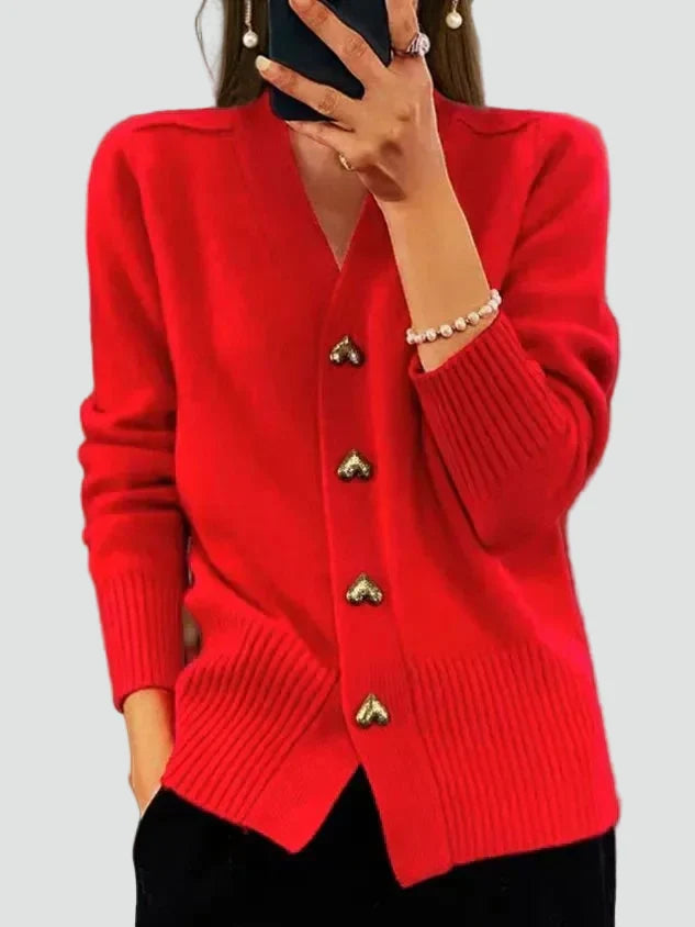 Cardigan en maille boutonné à col en V pour femme