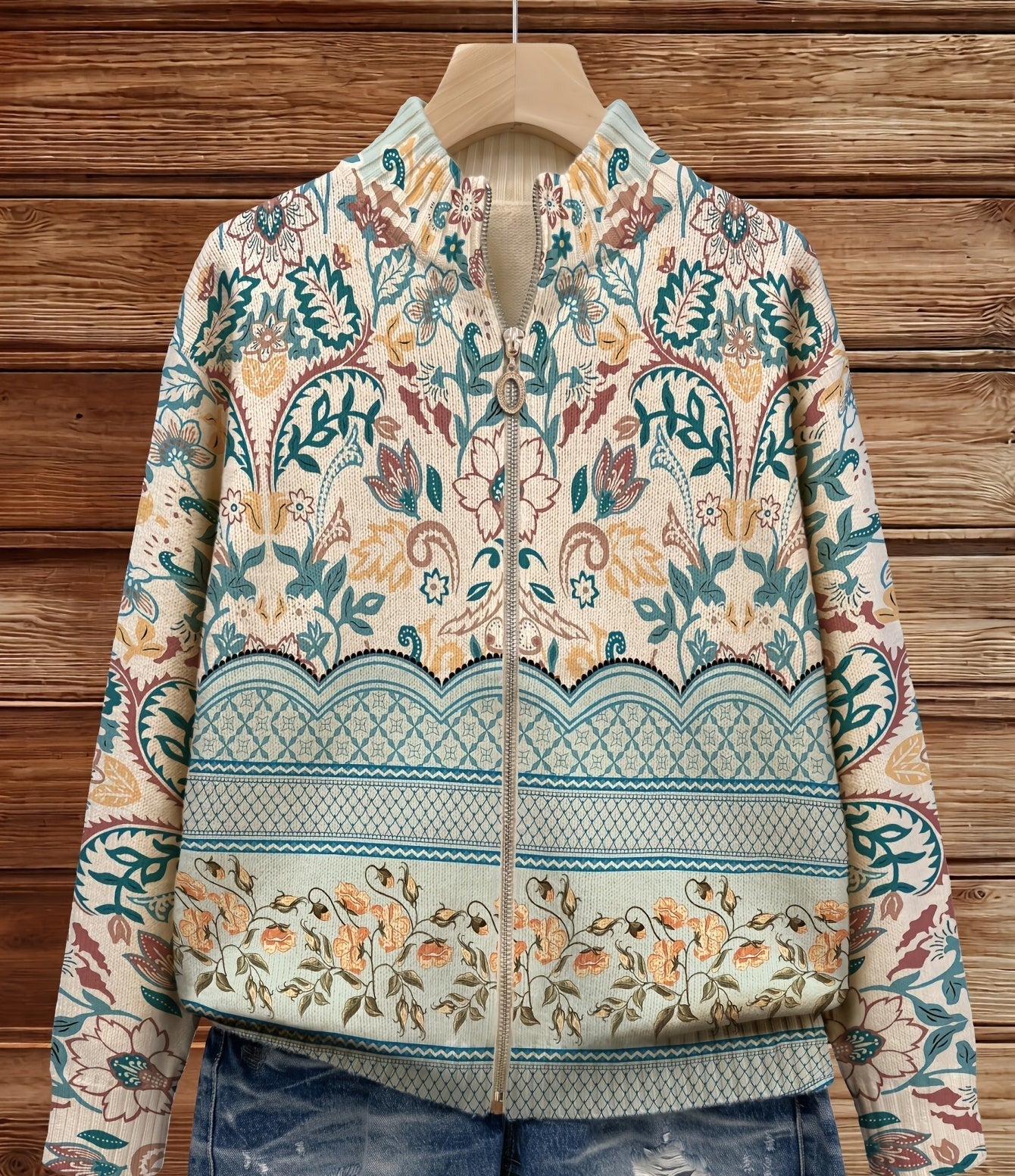 Sybilla™ | Cardigan à imprimé floral botanique vintage