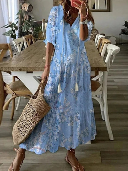 Robe boho avec couverture du ventre Michaela, vue de profil – Valloro Paris