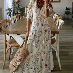 Robe boho avec couverture du ventre Michaela, vue complète du modèle – Valloro Paris