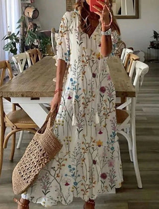 Robe boho avec couverture du ventre Michaela, vue complète du modèle – Valloro Paris