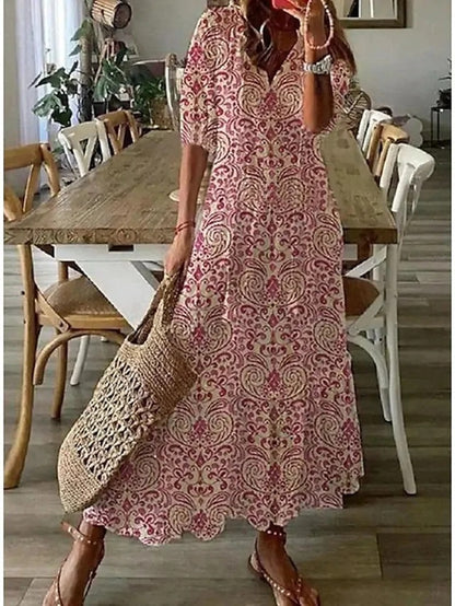 Robe boho avec couverture du ventre Michaela, gros plan sur la coupe – Valloro Paris