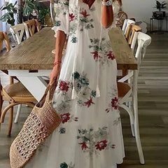 Robe boho avec couverture du ventre Michaela, détail du motif – Valloro Paris