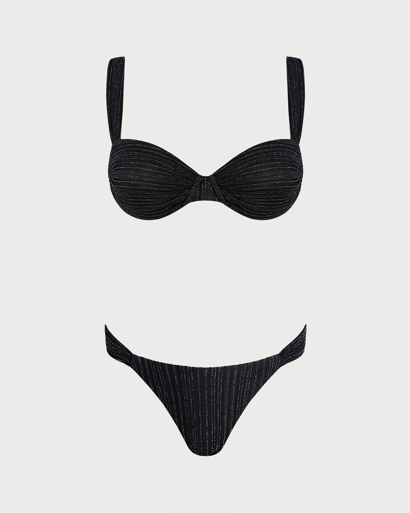 Bikini noir à sequins avec armatures Noémie, vue de dos – Valloro Paris