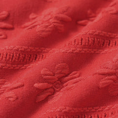 Bikini rouge en jacquard à nouer au cou Garance, détail du tissu – Valloro Paris