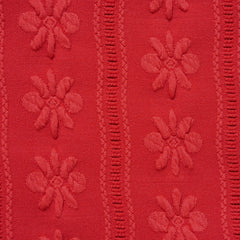 Bikini rouge en jacquard à nouer au cou Garance, gros plan sur la coupe – Valloro Paris